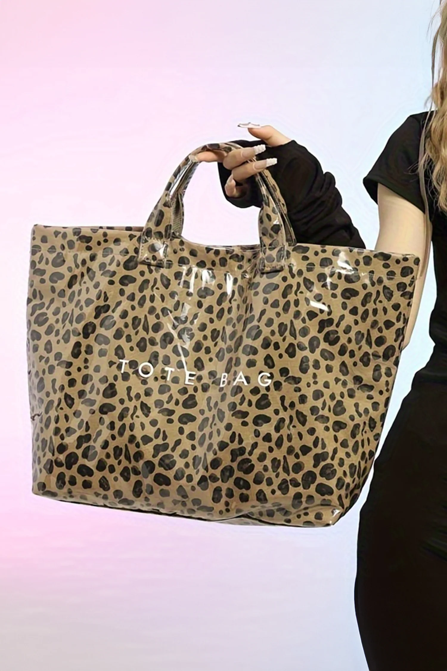0e643060f7a197f521d0459a2157ea04ceb39e92a941934bcc05489dafa26920 Brown Leopard PU Leather Water Proof Tote Bag - Image 2
