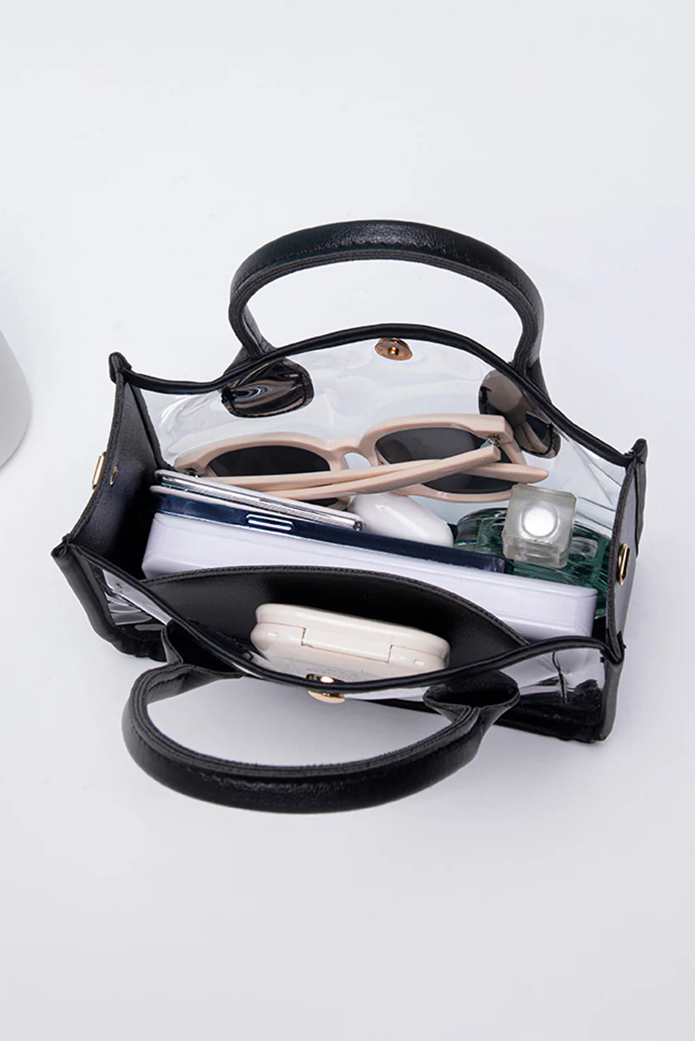 329a4fed0aaeb9f3e18ba0d99f03785bca24ba37092d5dd9947ff0a7ce450dbe-1 Black PVC PU Leather Chain Strap Clear Shoulder Bag - Image 7