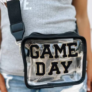 Black Chenille GAME DAY Pattern Clear Bag
