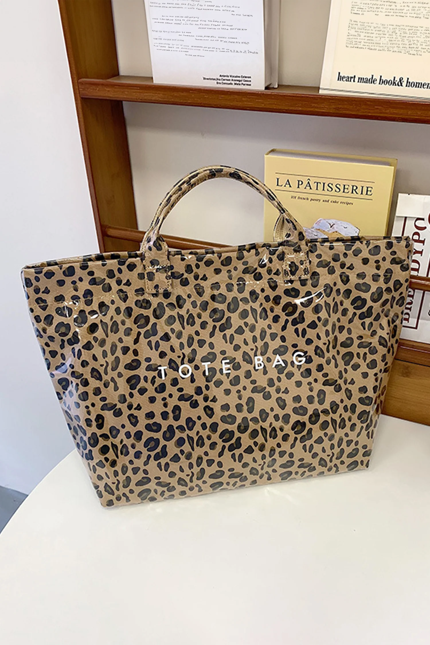 ce1d46542c723c1ad3119c6ce72ca01ac0b969afbc4a824c45395899ce9bd36d Brown Leopard PU Leather Water Proof Tote Bag - Image 6