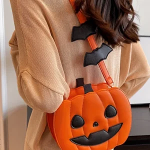 Carrot Halloween Pumpkin PU Shoulder Bag