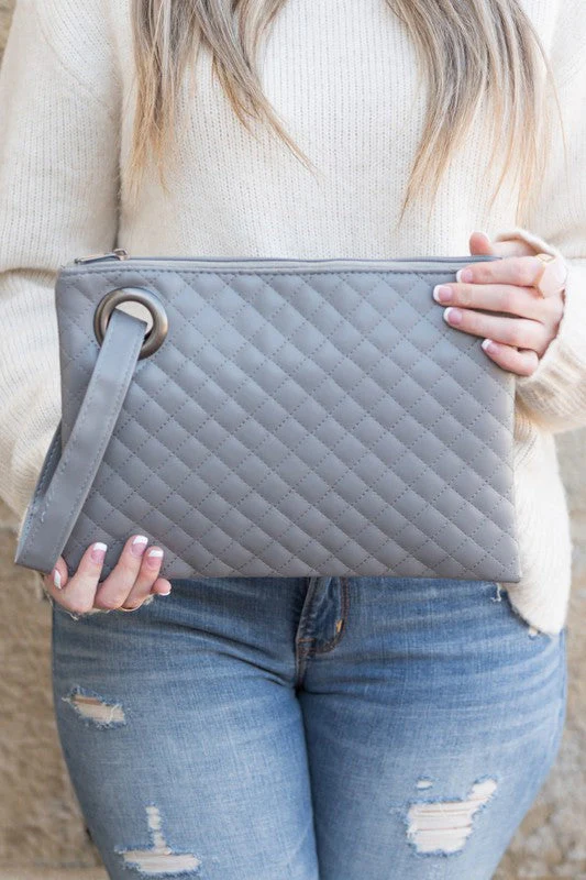ec1694775b5004e7e7a79ab4d75203c5d860cdc6515cff3b9f2c7b19b8ab8e7e Quilted Wristlet Clutch - Image 3